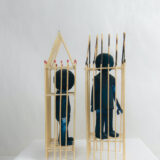 moving IN/OUT |  matchsticks, ceramic, pigment  | av 15 x 5 x  5 cm