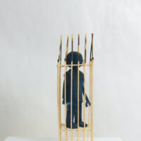 moving IN/OUT |  matchsticks, ceramic, pigment  | av 15 x 5 x  5 cm